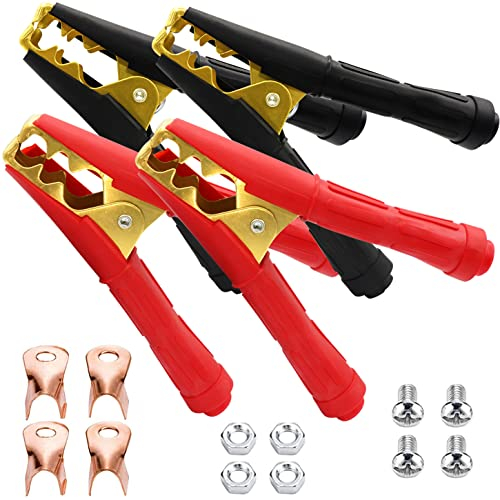HuaLiSiJi Krokodilklemmen 1000A Klemmen Starthilfekabel 16cm Auto Krokodilklemmen Reinkupfer, Auto Krokodilklemmen mit Isoliermantel für Autobatterien für Starthilfekabel (1000A 2Set)