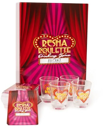 Caresha Please Resha Roulette Card, A Drinking Card Game for Parties and More, Includes 120 Cards and 4 Shot Glasses, Adult Drinking Game, Roulette Shot Drunk Lovers Card Game