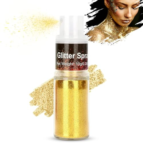 Watris Veiyi Body Glitter Spray, Golden Face Glitter, Glitzer Spray Haare und Körper, für Haar Gesicht Körper, Weihnachten, Halloween Partei
