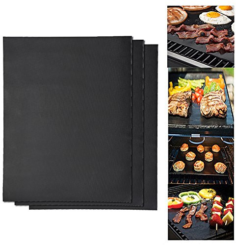 BBQ Grillmatte 2er Set, Anti Haft Grillmatzen, Wiederverwendbar Grillmatte für Gasgrill und Holzkohle Frei für bis 300°C to 500℉ (3)
