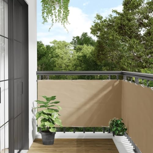Mokuyary Protección visual para balcón, tejido Oxford, 75 x 400 cm, color beige, revestimiento para balcón, cubierta opaca contra el viento para jardín, terraza, exterior