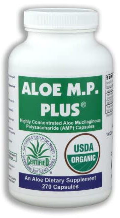 ALOE M.P. PLUS Capsules, USDA Organic Aloe Vera Polysaccharides AMP Supplement for Digestive and Immune Health