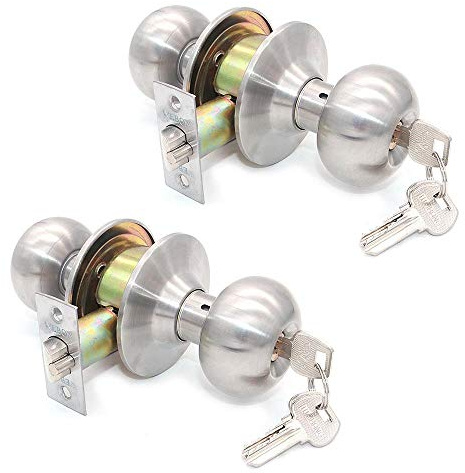 2er-Set NUZAMAS-Edelstahl-Türschlösser mit Keilnut, Türschloss-Set mit Keilnut, Türgriffe für den Außenbereich, Schlafzimmer, Küche, Badezimmer, Waschraumtüren, 3 Schlüssel