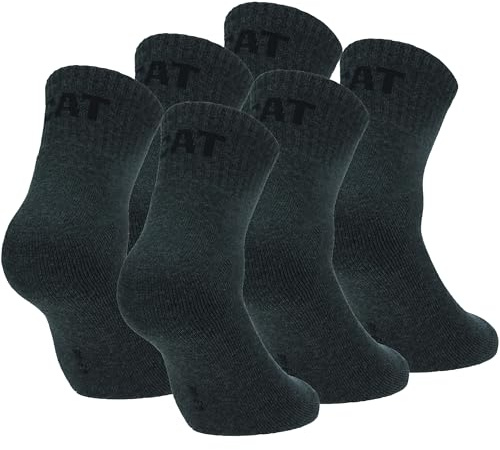 Caterpillar Quarter Socks 6 Paia Calzini da Lavoro Uomo, altezza sopra la caviglia, Rinforzate su Punta e Tallone, Cotone di ottima qualità (Antracite, 39-42)