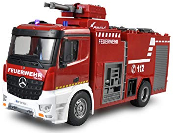 Amewi 22503 Mercedes Benz Feuerwehr-Loeschfahrzeug - Lizenzfahrzeug 1:18 RC Modell-LKW 100% RtR inkl, Rot