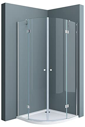 doporro Cabine de Douche Transparent Quart de Cercle 100x100x190cm Paroi de Douche Montage Réversible avec Porte Pivotante Verre de Sécurité Nano Ravenna02K