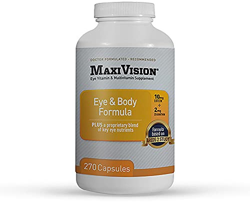 MaxiVision® Eye & Body Formula - Based on AREDS 2 Study - 270 Eye Vitamins Capsules - 1 Bottle