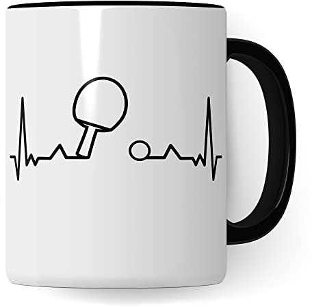 Tasse Tischtennis, Tischtennis Geschenke, Kaffeetasse für Tischtennisspieler Herzschlag Motiv, Tischtennis Geschenkidee Verein Mannschaft Trainer Ping Pong Kaffee-Becher