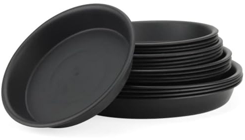 KEILEOHO 20 PCS Black Plant Saucer, 4 Size Plastic Plant Pot Tray, 15cm+19cm+22cm+25cm Round Plant Drip Tray for Pot Indoor Outdoor Plants Flower