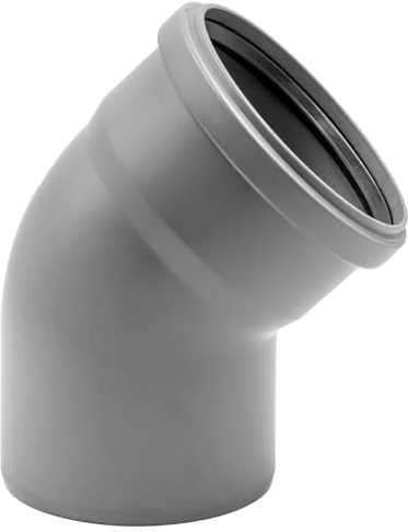 HT-Bogen DN 110 45° grau | 45-Grad Abflussrohr-Bogen | HT-Fitting DN 110, glatte Innenwand