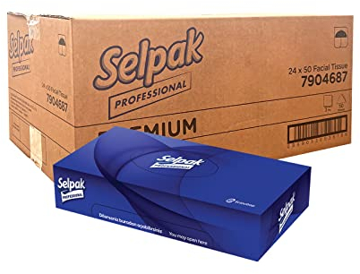 Selpak Professionelle Kosmetiktücherbox, Multipack, 24 Taschentuchboxen x 50 Stück, weiß, 3-lagig, Seidenpapier, nachhaltige Taschentuchboxen, saugfähig, weich und hygienisch, Box mit Taschentüchern