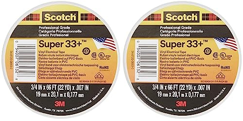 3M 33+ Scotch Super Elektro Isolierband, Vinyl, 19 mm x 20,1m (Packung mit 2)