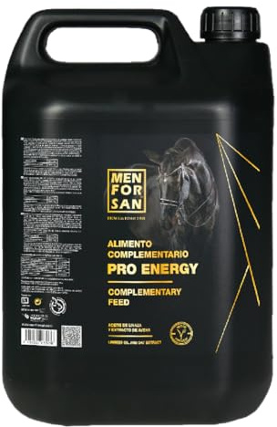 MENFORSAN Alimento complementario Pro Energy para Caballos, 5L | Energía y vitalidad | Vegan Friendly, 100% Natural | Premium Horse Care