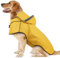 Regenmantel Hund DQGHQME Hunderegenmantel mit Reflexstreifen, Verstellbarer Regenjacke Hund, Hundemantel Wasserdicht, Regencape Hund Mit Kapuze, Regenjacken für Kleine Mittelgroße Groß Hunde (L, Gelb)