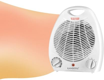 Kamberg - Radiatore Soffiante Bagno - Riscaldatore a soffiaggio - Basso consumo - Silenziatore - 2000 W - Bianco