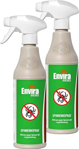 Envira Spinnen Abwehrspray 2 x 500 ml - Spray mit Langzeitwirkung gegen Spinnen, Winkelspinnen, Kreuzspinnen, Weberknecht - Mittel gegen Spinnen in der Wohnung - Effektive Spinnenabwehr (PT19)
