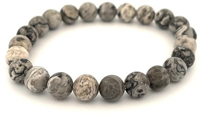 Kartjaspis armband | 100% äkta naturstenar | bekvämt och elegant | koreanskt elastiskt snöre och smyckeskrin medföljer (Kartjaspis, 8mm)