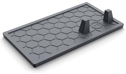 Outset Grill Mat Utensil Holder with Tong Station, 9.5 x 6, Silicone, Black