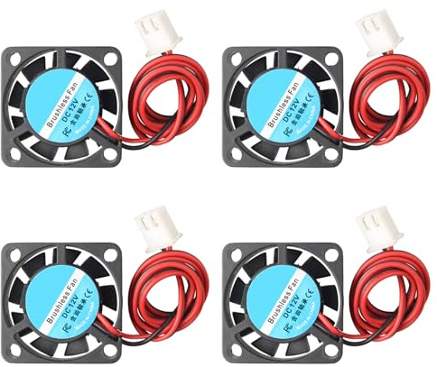 Jopto 4 stycken 2507-fläktar, DC 12 V, borstlös kylkylkylkylfläkt, 25 x 25 x 7 mm, tyst 2 pin kylfläkt med 28 cm kabel för 3D-skrivare, PC CPU datorfodral, fläktkylare
