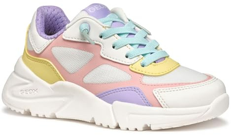 Geox J Loftus Girl B - Scarpe da Ginnastica Bambina, White/Multicolor,