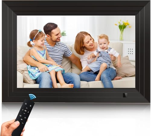 YUUTY Digitaler Bilderrahmen 10.13 Zoll 360° Rotation Full IPS Bildschirm Elektronischer Fotorahmen mit Fernbedienung, Foto Musik Video Player Kalenderfunktion