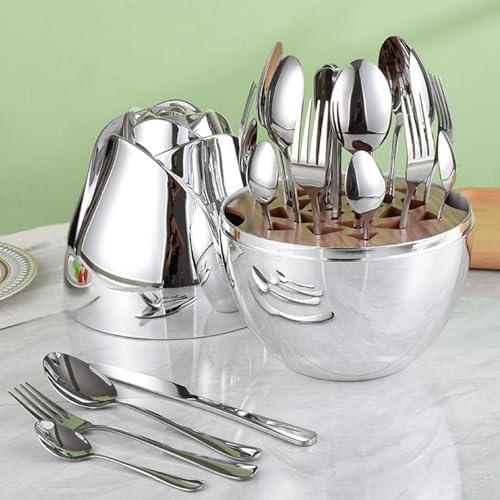 Guldsilverset, 24-Delat Servisset, Portabelt Rostfritt StåL Fancy Bestickset Av Silverbestick, Spegelpolerat, HushåLlsservisset Service FöR 6,Silver