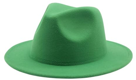 RUIWANBBY Kids Classic Wide Brim Fedora Trilby Straw Sun Protection Hat Beach Hat Boys Girl Cowboy Felt Panama Cap (Green, 4_years-10_Years)