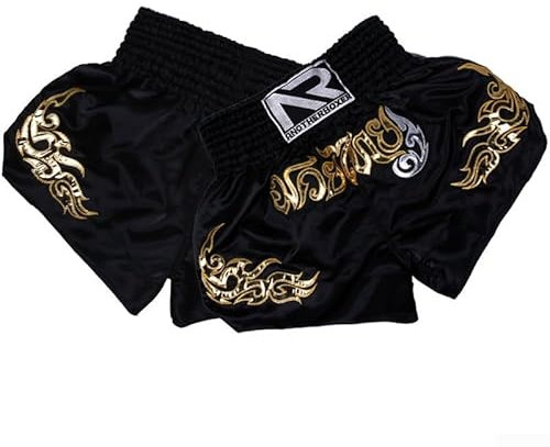 Damen Kickbox-Shorts, elastische Taille, Kickbox-Shorts, Muay Thai-Kampf-Shorts, MMA-Shorts, Kleidung, Training, Grappling, Kampfsport, Kickboxen, Kleidung (L schwarz)