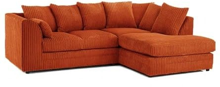 Jumbo Cord Corner Sofa, Orange, Left Hand/Right Hand (RIGHT HAND)