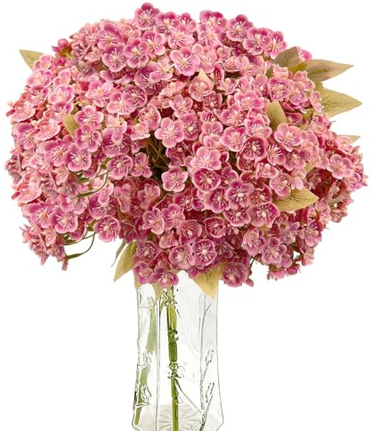 SNAIL GARDEN Set of 2 Pastel Pink Artificial Flowers Hydrangea (588 Flowers) - Natural Silk Flowers with Leaves, Real Looking Artificial Flowers, Ideal for DIY, Office & Home Accessories