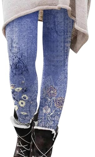 Legging doublé en polaire épais, extensible et chaud pour femme, pantalon fin imprimé pour l'automne et l'hiver, pantalon décontracté confortable pour femme, legging tartan pour femme UK, bleu, M