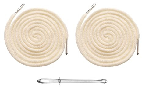 sourcing map 2pcs Drawstring Cords 51 Replacement Drawstring Hoodie String Sewing Tool with Easy Threader for Hoodie Sweatpants Jackets Pants Hats Coats Bags, Beige