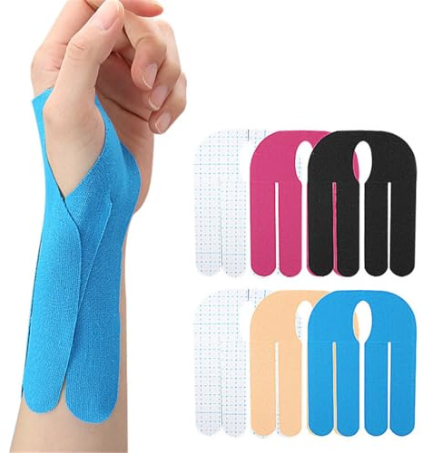 Bandas de kinesiología precortadas para muñeca, 12 unidades, impermeable, transpirable, para bolos, bandas elásticas hipoalergénicas para túnel carpiano,