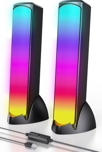OFFSIR Computer Speakers, RGB PC Speakers, Gaming Speakers with Full Screen LED Breathing Light, 2.0 Channel Stereo Sound Desktop Speakers, USB Powered Speaker for Computer Desktop PC Laptop Monitor