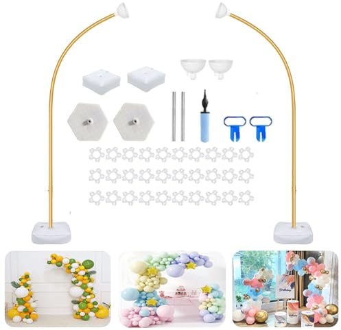 Kit de soporte de arco para globos, soporte ajustable para globos, medio arco, arco de globos, arco de globos, soporte para bodas, graduaciones, cumpleaños (2,5 + 2,5 m)