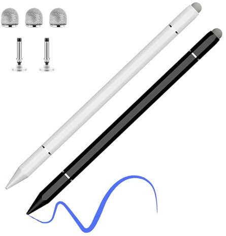Arvoni 2 Piezas Lapiz para Tablet, 3 en 1 Lapiz Tactil Universal, Lápiz para Pantalla Táctil de Alta Sensibilidad y Precisión, Lápiz Stylus Lápiz Capacitivo Compatible con iPad Samsung Huawei Xiaomi