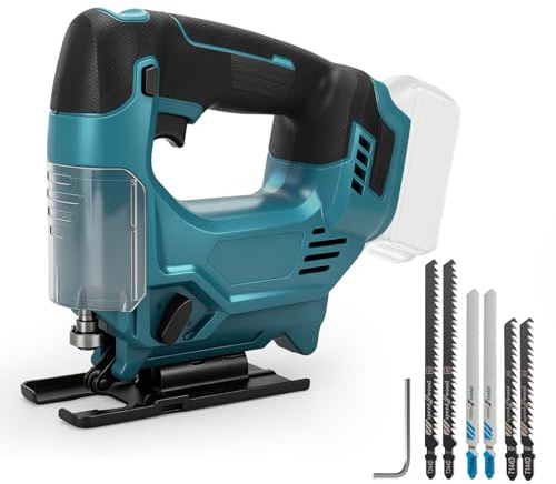 FormiPow Seghetto Alternativo a Batteria compatibile con Makita 18 V, 3500 RPM, Angolo di Inclinazione Regolabile da ±45 °, velocità variabile, Sega Elettrica per Legno e Metallo (senza batteria)