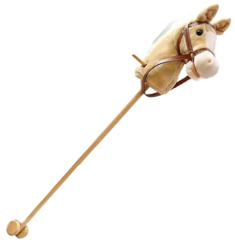 Xoeryoy Caballo de Palo con Efectos de Sonido realistas Felpa 39 Alto Caballo de pasatiempo de Halloween con Ruedas y Poste de Madera Mango Antideslizante Juguete para Montar para Regalos de niños