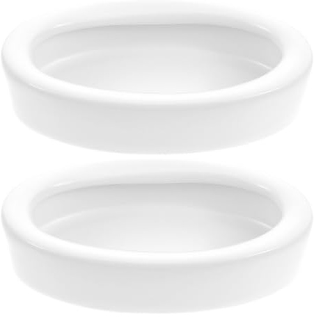DIYEAH Cuencos de Cerámica para Reptiles 2piezas, Tazón Ovalado para Comida y Agua, Resistente, Fácil de Limpiar, Tamaño Mediano, Adecuado para Geckos, Lagartos y Tortugas en Terrarios