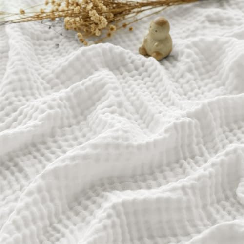 bechoanigel Muslinfilt 150 x 200 cm – 100 % bomull, 6-lagers mjuk sommarfilt, ventilerande tunn gosig filt för säng & soffa, överkast, soffa överkast (vit)