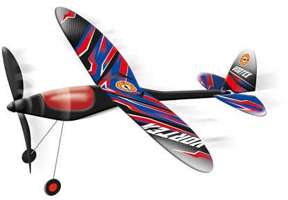 GÜNTHER FLYGSPEL 1659 – Högpresterande flygplan Vortex, ca 49 x 50 cm, inklusive power-gummimotor, flygvidd upp till 100 m, för barn från 8 år
