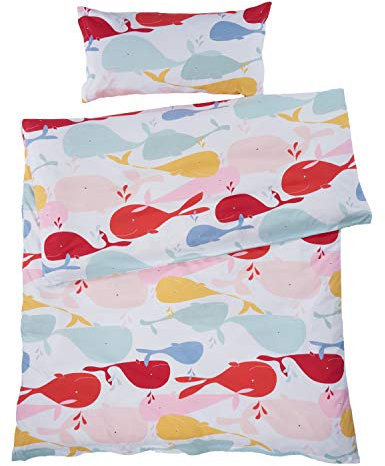 Bio Kinderbettwäsche 100% Bio-Baumwolle (kbA) GOTS zertifiziert, Wale, 100 x 135 cm / 40 x 60 cm, Jersey-Stoff