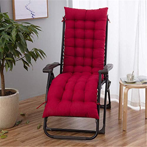Yuly Garden High Back Chair Cushion Outside Patio Sun Lounger Cushion Thick Padded Deckchair Recliner Relaxer Seat Pad For Travel Holiday 170x48x7cm-Red