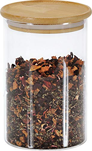 KESPER Vorratsbehälter 800 ml mit Bambusdeckel – luftdicht, elegantes Design für frische Aufbewahrung von Lebensmitteln, Glas mit Bambus, 10 cm Durchmesser, 15 cm Höhe, 38009