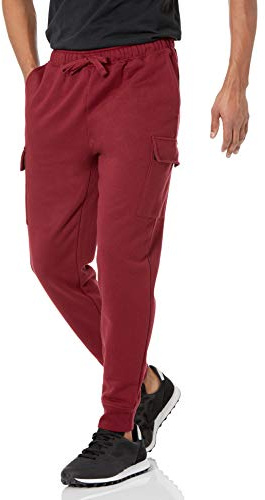 Amazon Essentials Pantalón Deportivo de Forro Polar Tipo Cargo para Hombre, Color Rojo Oscuro, Talla XL