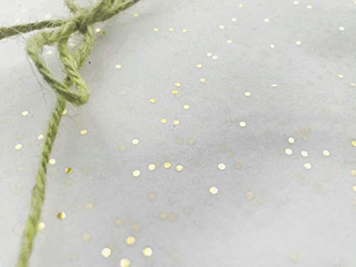 InsideMyNest Fogli di carta velina con gemme scintillanti (750 x 500 mm) (glitter oro su bianco, 20)