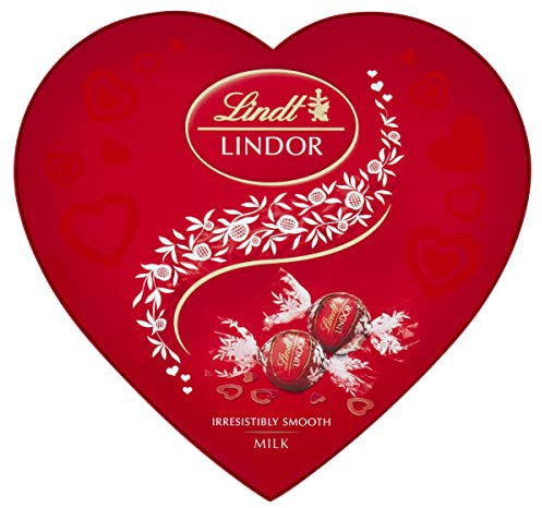 Lindt Lindor Milk Heart Box Chocolate Truffles – 200g Box (Approx. 16 Balls) – Smooth Filling – Halloween Treat, Christmas, Gift, Birthday, Congratulations