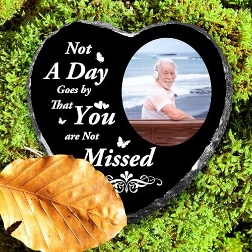 Skyeasure Marco de fotos conmemorativo personalizado, placa de memoria amorosa, piedra conmemorativa de jardín en memoria de un ser querido, regalos conmemorativos personalizados para la pérdida de
