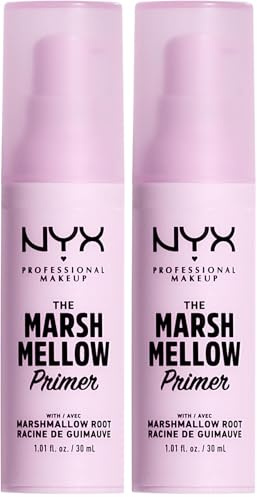 NYX Professional Makeup Prebase de Maquillaje The Marshmellow Primer, Prebase versátil que alisa y unifica, 10 beneficios, Raíz de malvavisco, Fórmula vegana, 30 ml (Paquete de 2)