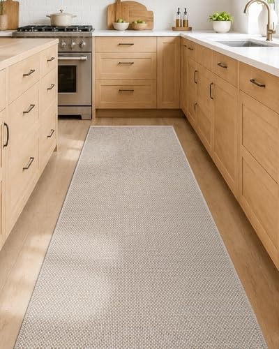 Color&Geometry Alfombras de Cocina Antideslizantes Lavables 71x304cm, Alfombras Delgadas Tejidas de Cocina de 4mm, Alfombra de Suelo Absorbentes para Delante del Fregadero, Pasillo, Beige